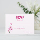 Elegante Magenta Orchidee RSVP Kaartje (Staand voorkant)