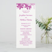 Elegante magenta orchidee Waterverf bruiloft progr Programmakaart (Staand voorkant)