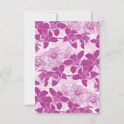 Elegante magenta orchideeën bruiloft antwoord Kaar (Achterkant)