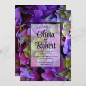 Elegante Magenta Paarse Hydrangea bloemenbruiloft Kaart (Voorkant / Achterkant)