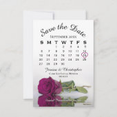 Elegante magenta Paarse Roos trouwkalender Save The Date (Voorkant)