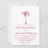 Elegante Magenta Palm Formele Strand Bruiloft Kaart (Voorkant)