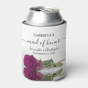 Elegante Magenta Plum Roos Maid of Honor bruiloft Blikjeskoeler