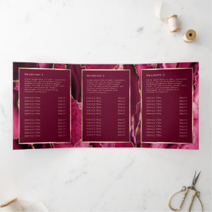 Elegante Magenta Red Gold Agaat Trifold Brochure Drieluik Kaart