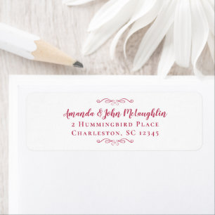 Elegante Magenta Rode Calligrafie Retouradres Etiket