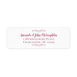 Elegante Magenta Rode Calligrafie Retouradres Etiket