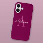 Elegante Magenta Rood, Roze & Wit Naam & Monogram Case-Mate iPhone Case