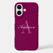 Elegante Magenta Rood, Roze & Wit Naam & Monogram Case-Mate iPhone Case (Achterkant)