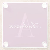 Elegante Magenta Rood, Roze & Wit Naam & Monogram Glazen Onderzetter (Achterkant)