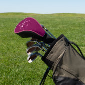 Elegante Magenta Rood, Roze & Wit Naam & Monogram Golfheadcover (Insitu)