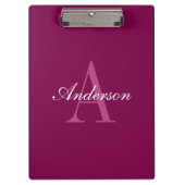 Elegante Magenta Rood, Roze & Wit Naam & Monogram Klembord (Voorkant)