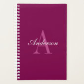 Elegante Magenta Rood, Roze & Wit Naam & Monogram Planner (Voorkant)