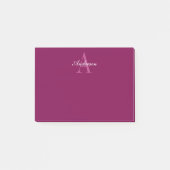 Elegante Magenta Rood, Roze & Wit Naam & Monogram Post-it® Notes (Voorkant)