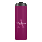 Elegante Magenta Rood, Roze & Wit Naam & Monogram Thermosbeker (Voorkant)