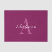 Elegante Magenta Rood, Roze & Wit Naam & Monogram Tissuepapier (Voorkant)