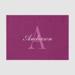 Elegante Magenta Rood, Roze & Wit Naam & Monogram Tissuepapier