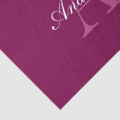 Elegante Magenta Rood, Roze & Wit Naam & Monogram Tissuepapier (Detail)