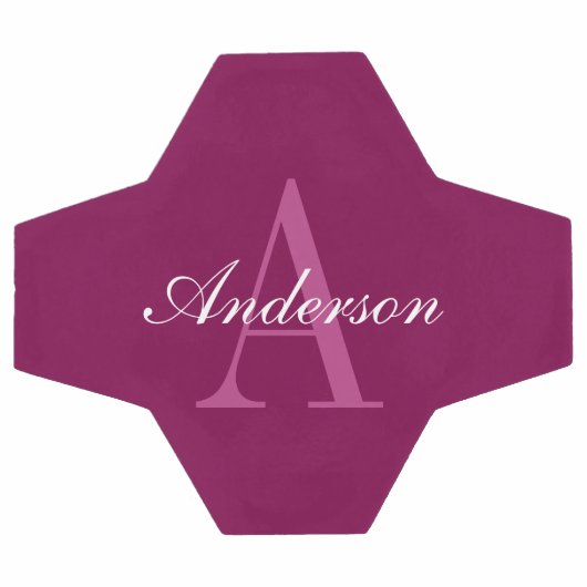 Elegante Magenta Rood, Roze & Wit Naam & Monogram Voetbal (Enkel)