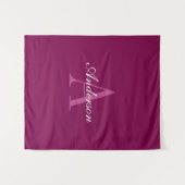 Elegante Magenta Rood, Roze & Wit Naam & Monogram Wandkleed (Voorkant (horizontaal))