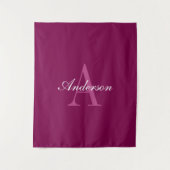 Elegante Magenta Rood, Roze & Wit Naam & Monogram Wandkleed (Voorkant)