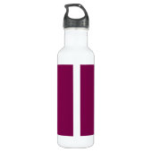 Elegante Magenta Rood, Roze & Wit Naam & Monogram Waterfles (Achterkant)