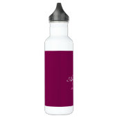 Elegante Magenta Rood, Roze & Wit Naam & Monogram Waterfles (Links)