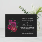 Elegante Magenta Roos Bloemboeket Bruiloft Kaart (Staand voorkant)