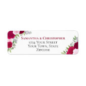 Elegante Magenta Roze Bloemen Huwelijk Retour Adre Etiket (Voorkant)