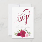Elegante Magenta & Roze Boho Rozen Boeket bruiloft RSVP Kaartje (Voorkant)