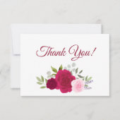 Elegante Magenta & Roze Boho Rozen bruiloft Bedankkaart (Voorkant)