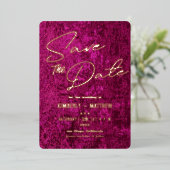 elegante magenta roze goud Save the date Huwelijk Folie Uitnodiging (Staand Voorkant)