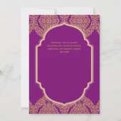 Elegante Magenta Roze Gouden Sierlijke Bruiloft Kaart (Achterkant)