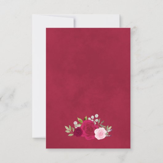 Elegante Magenta Roze Waterverf Rozen Boho Huwelij Save The Date (Achterkant)