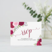 Elegante Magenta Roze Waterverf Rozen bruiloft RSV Briefkaart (Staand voorkant)