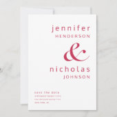 Elegante magenta typografie bruiloft save the date (Voorkant)