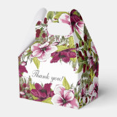 Elegante Magenta Witte Bloemen en Groene Botanical Bedankdoosjes (Achterkant)