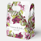 Elegante Magenta Witte Bloemen en Groene Botanical Bedankdoosjes (Geopend)