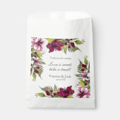 Elegante Magenta Witte Bloemen en Groene Botanical Bedankzakje (Voorkant)