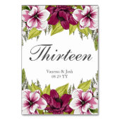 Elegante Magenta Witte Bloemen en Groene Botanical Kaart (Achterkant)