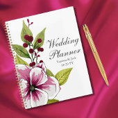 Elegante Magenta Witte Bloemen en Groene Botanical Planner