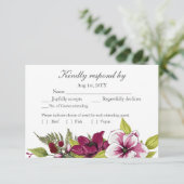 Elegante Magenta Witte Bloemen en Groene Botanical RSVP Kaartje (Staand voorkant)