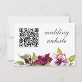 Elegante Magenta Witte Bloemen en Groene Botanical RSVP Kaartje (Achterkant)