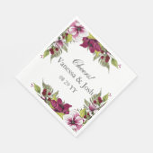 Elegante Magenta Witte Bloemen en Groene Botanical Servet (Hoek)