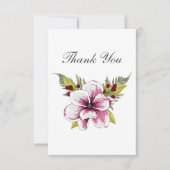Elegante Magenta Witte Bloemen Groene Botanicals Bedankkaart (Voorkant)