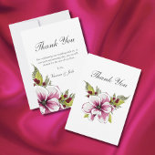 Elegante Magenta Witte Bloemen Groene Botanicals Bedankkaart