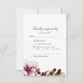 Elegante Magenta Witte Bloemen Groene Botanicals RSVP Kaartje (Voorkant)