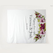 Elegante Magenta Witte Bloemen Groene Botanicals Wandkleed (Voorkant (horizontaal))