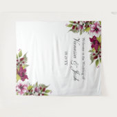 Elegante Magenta Witte Bloemen  Groene Botanicals Wandkleed (Voorkant (horizontaal))