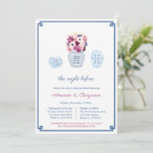 Elegante Magenta Witte Bloemen Proefdinermaal Kaart (Staand voorkant)