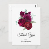 Elegante Magentarooze Bloemboeket Dankjewel Briefkaart (Voorkant / Achterkant)